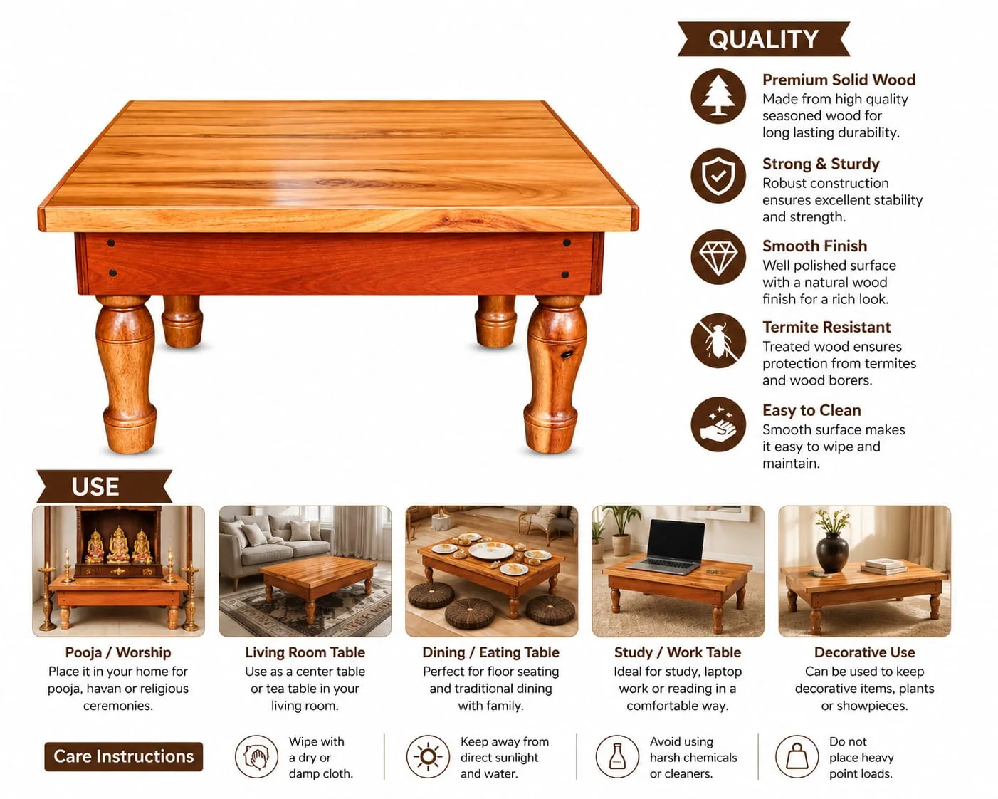 Solid Wood Chowki Table