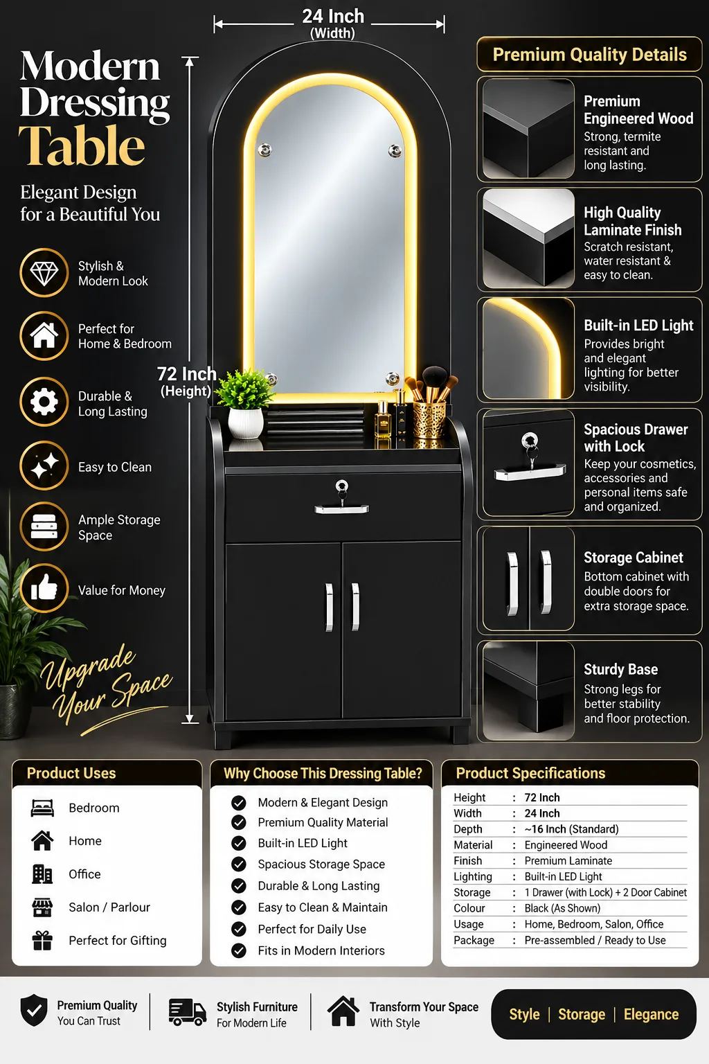 Premium Modern Black Dressing