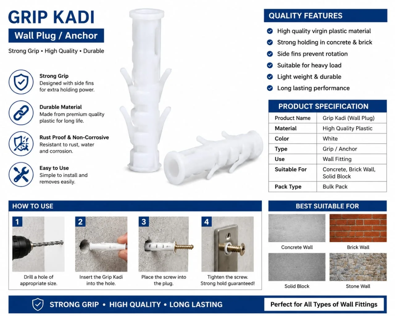 Plastic Wall Grip Kadi