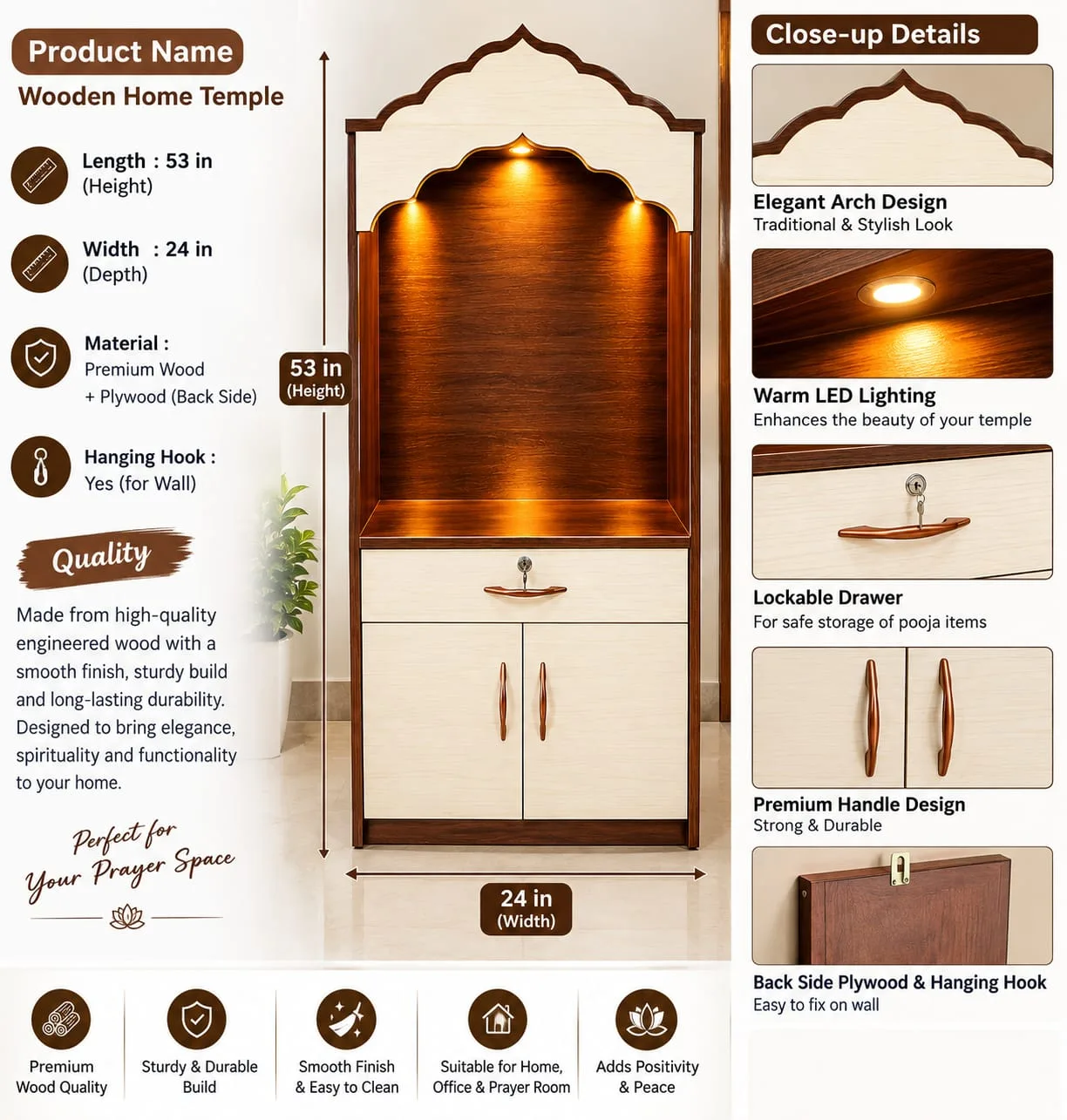 Designer Wooden Pooja Mandir