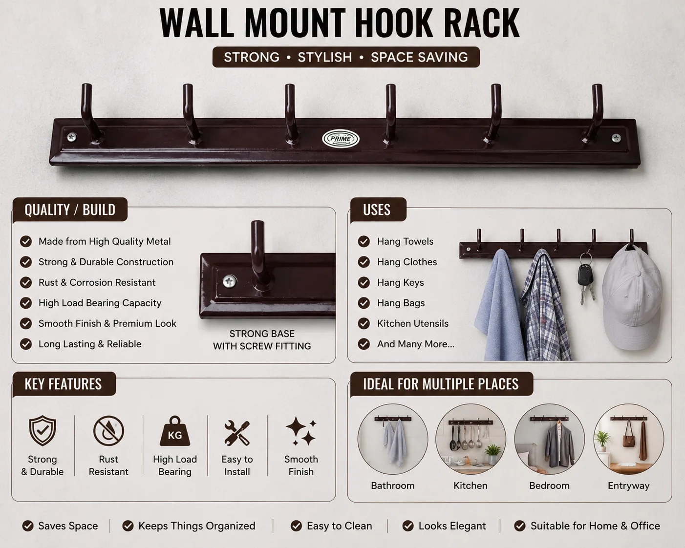 6 Hook Wall Hanger