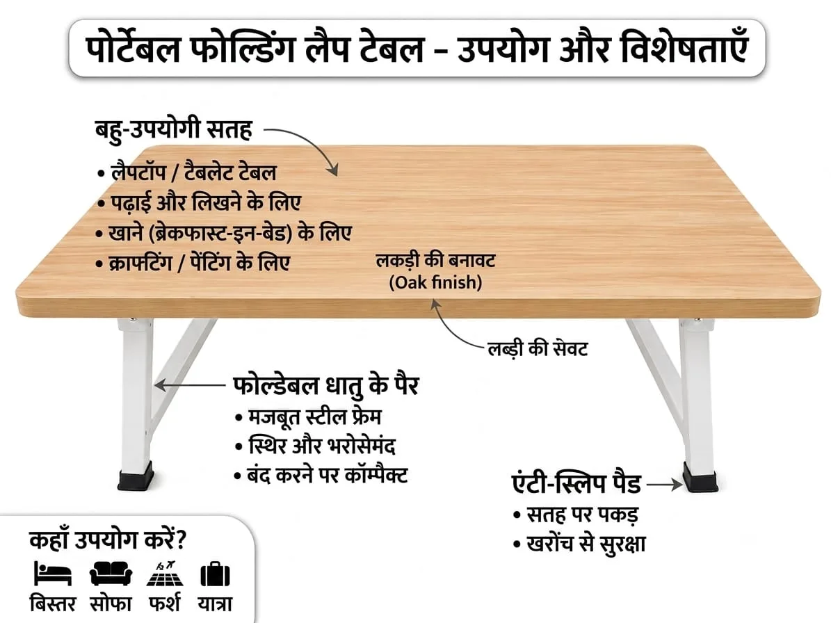 Modern Foldable Study Table for Home & Office