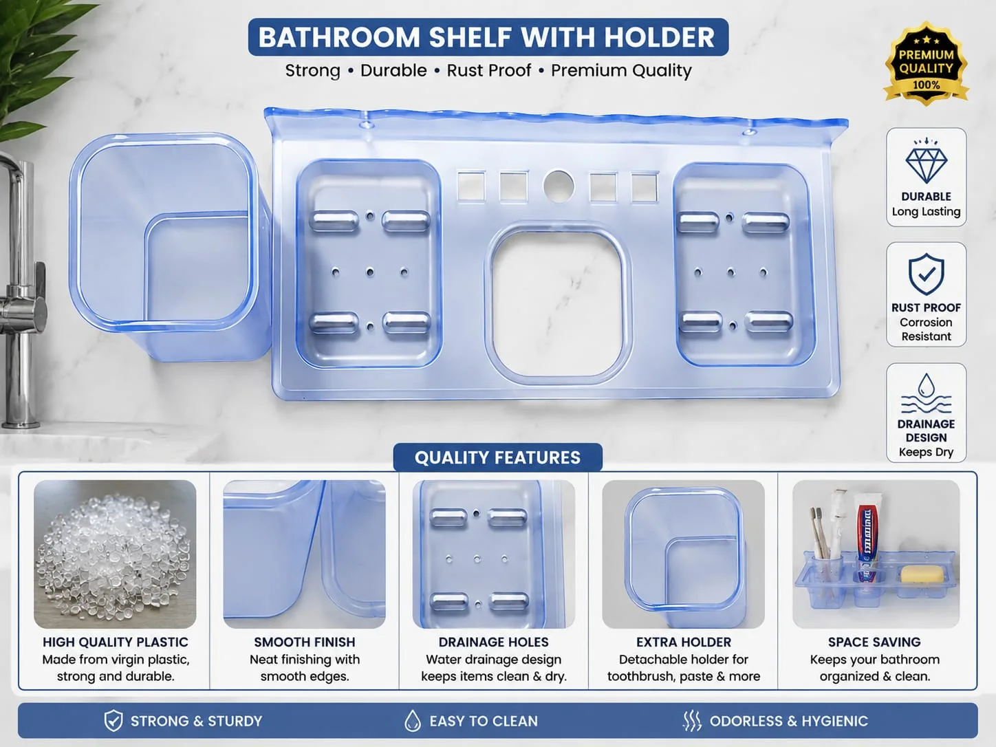 Plastic Bathroom Organizer Shelf