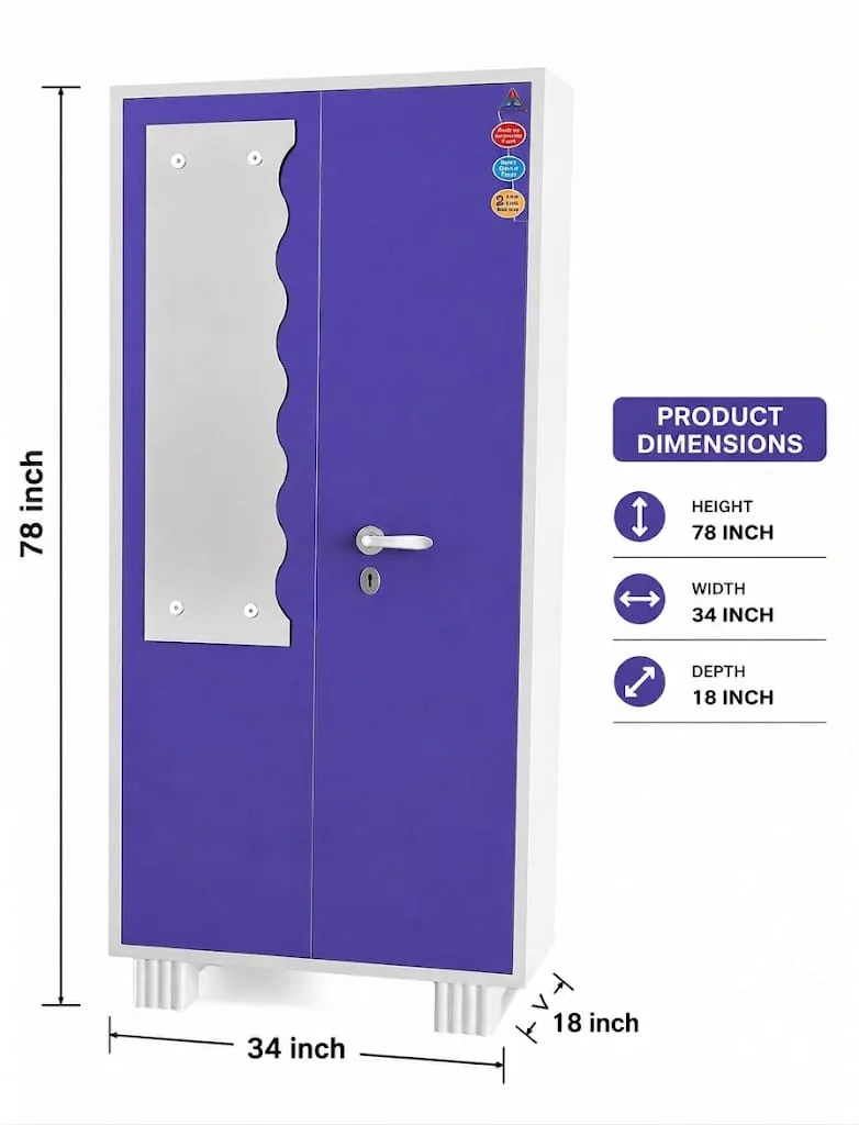 Steel Mirror Wardrobe [Red]